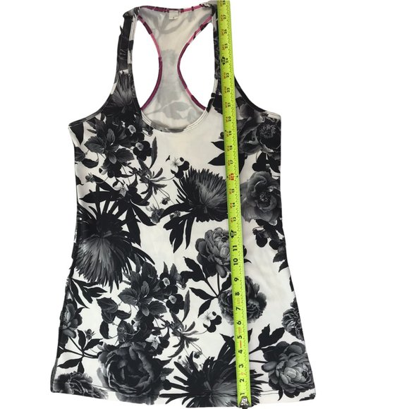Lululemon Tank Top Racerback White with Black Roses Floral Print. Size Women's 8 - Picture 5 of 12